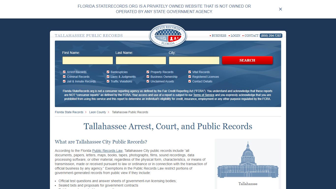 Tallahassee Arrest and Public Records | Florida ...