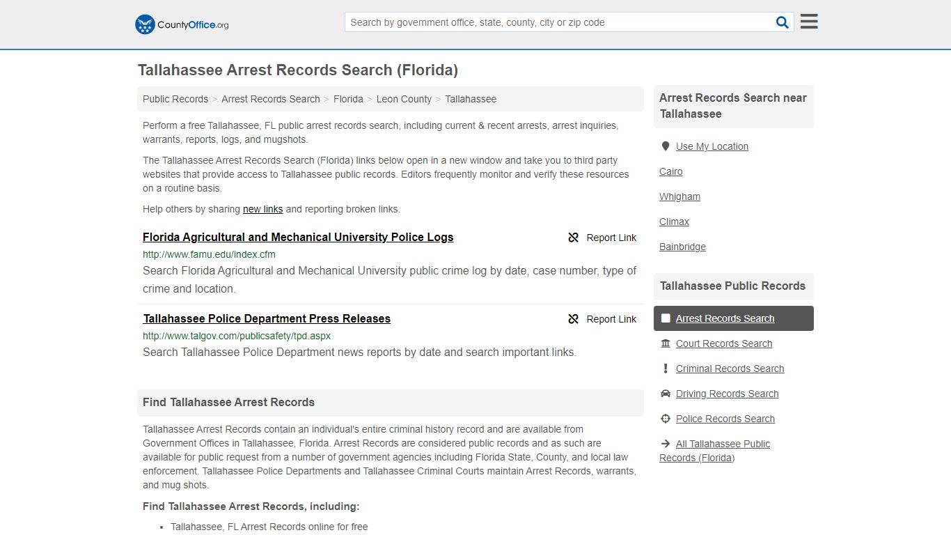 Arrest Records Search - Tallahassee, FL (Arrests & Mugshots)